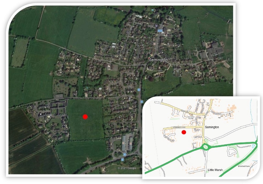 Location of proposed new homes at St Georges Road, Semington