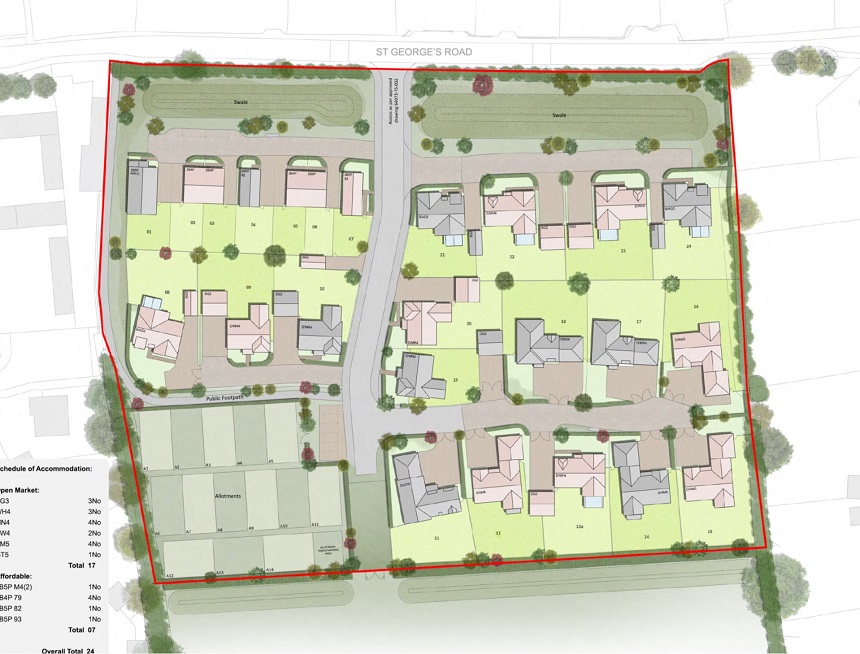 Proposed new homes at St Georges Road, Semington