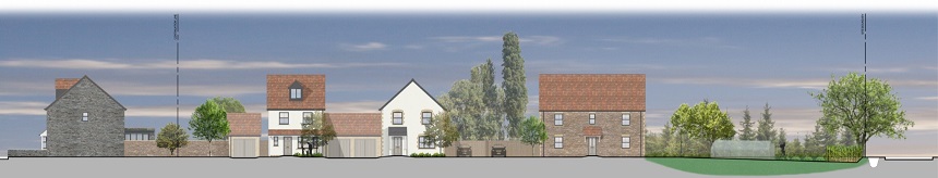 Proposed streetscene of homes at Engine Common